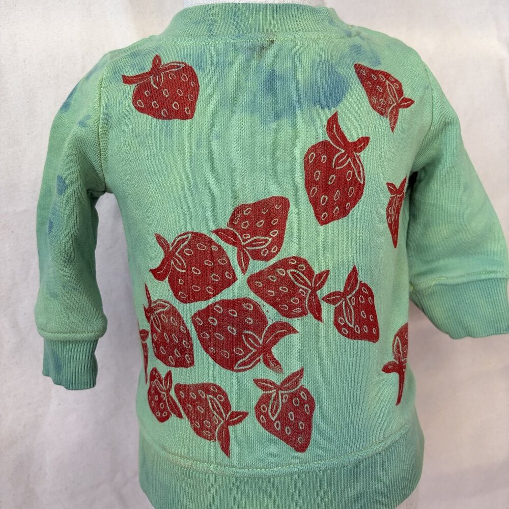 6-12M French Terry Strawberries Block Printed HA Sweatshirt